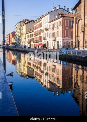 Milano, Navigli Gegend im Winter. Stockfoto