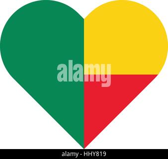 Vektor-Bild der Flagge Benin Flaches Herz Stock Vektor
