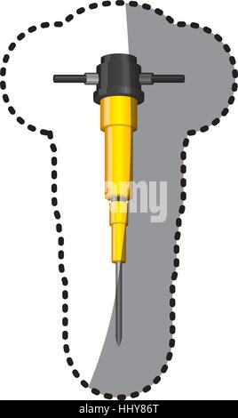 gepunktete Aufkleber Abriss Bohrer Werkzeug Symbol Vektor-illustration Stock Vektor
