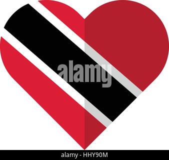 Vektor-Bild der Flagge Trinidad und Tobago Flaches Herz Stock Vektor