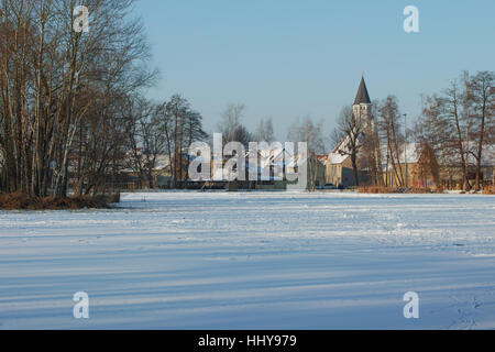 Wittichenau katholische Kirche im Winter Stockfoto