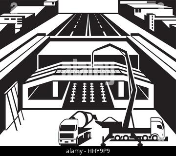 Bau der u-Bahnstation in Stadt - Vektor-illustration Stock Vektor