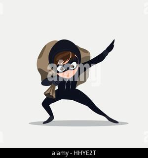 Schleichende Dieb isoliert auf weißem Hintergrund Stock Vektor