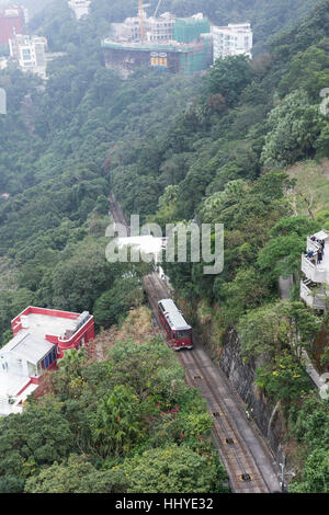 die Peak Tram Klettern in Hong Kong Stockfoto