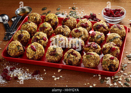 Kürbis-Energie Bisse Stockfoto