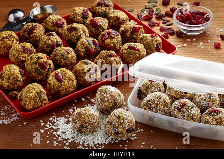 Kürbis-Energie Bisse Stockfoto