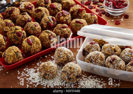 Kürbis-Energie Bisse Stockfoto