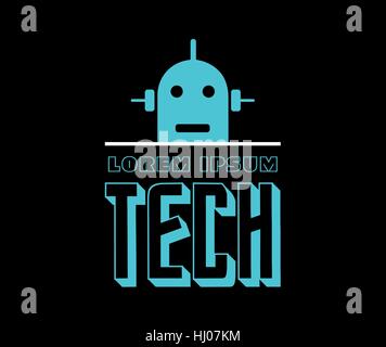 Tech-Logo-Design mit Cyber-Roboter. EPS-8 unterstützt. Stock Vektor