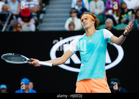 Melbourne, Australien. 21. Januar 2017. Alexander Zverev of Germany bei der 2017 Australian Open in Melbourne Park in Melbourne, Credit: Frank Molter/Alamy Live-Nachrichten Stockfoto