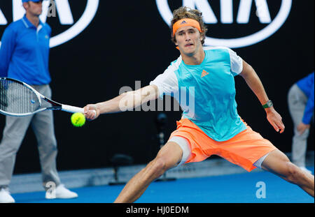 Melbourne, Australien. 21. Januar 2017. Alexander Zverev of Germany bei der 2017 Australian Open in Melbourne Park in Melbourne, Credit: Frank Molter/Alamy Live-Nachrichten Stockfoto