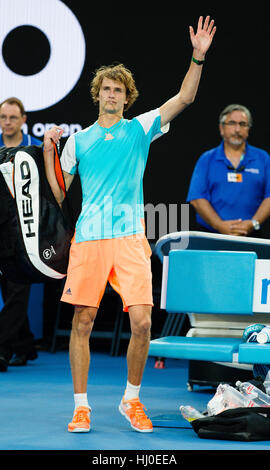 Melbourne, Australien. 21. Januar 2017. Alexander Zverev of Germany bei der 2017 Australian Open in Melbourne Park in Melbourne, Credit: Frank Molter/Alamy Live-Nachrichten Stockfoto