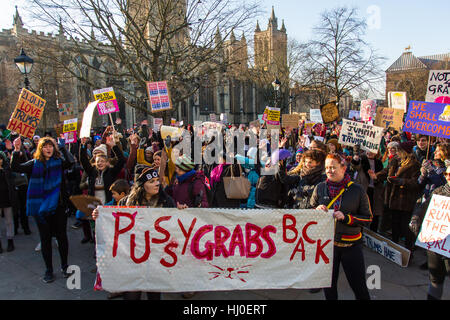 Ca. 1500 Menschen eine lebendige Frauen März in Bristol als Reaktion auf die Eröffnung der US-Präsident Donald Trump angeschlossen. Die Demonstranten sagten, sie wollten zur Solidarität mit den Frauen März in Washington und Vielfalt zu feiern. Bristol, UK. 21. Januar 2017. Bildnachweis: Redorbital Fotografie/Alamy Live-Nachrichten Stockfoto