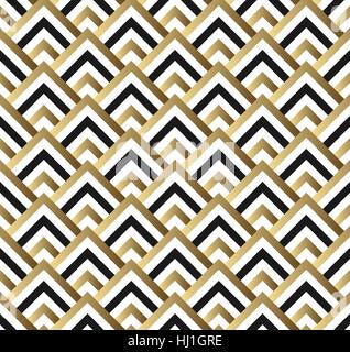Abstrakte Seamless Pattern. Vektor Musterdesign.  Nahtlose Muster mit Dreiecken. Schwarze und weiße Golddreieck Muster. Nahtlose Golddreieck schwarz-weiß Muster. Nahtlose Muster. Stock Vektor