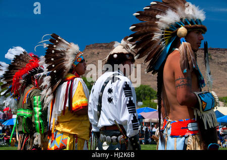 Kriegstanz, Pi-Ume-Sha Vertrag Tagen Warm Springs-Indianer-Reservat, Oregon Stockfoto