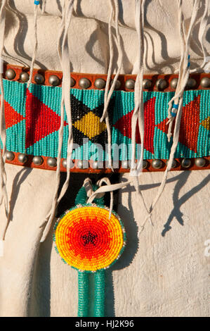 Indianische Perlenarbeiten, Pi-Ume-Sha Vertrag Tage, Warm Springs Indian Reservation, Oregon Stockfoto