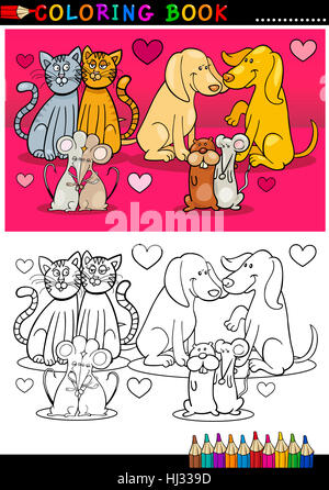 Illustration, Cartoon, Liebe, verliebt, verliebte sich in Liebe, Valentinstag, Herzen, Stockfoto