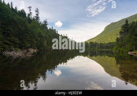 Greeley Teiche Scenic Area - Spiegelbild des Berges im oberen Greeley Teich in den White Mountains, New Hampshire, USA. Stockfoto