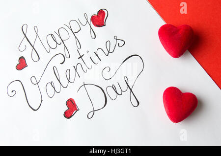 Happy Valentinstag Karte handschriftlich Kalligraphie Stockfoto