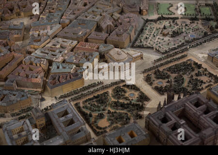 Scale-Modell der Innenstadt von Wien mit dem Burgtheater (Hoftheater) im Bild in der Mitte auf dem Display in das Wien Museum (Wien Museum) in Wien, Österreich. Stockfoto