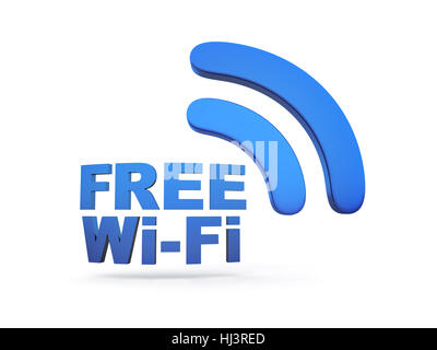 Abstrakte kostenlose Wi-Fi auf weißem Hintergrund. 3D illustration Stockfoto