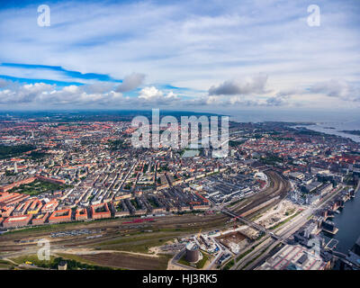 Luftaufnahme der Stadt über Kopenhagen, The Denmark. Blick aus der Vogelperspektive Stockfoto