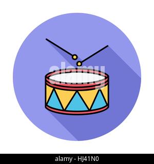 Trommel, dünne Linie flach Vektor Verwandte Symbolsatz für Web und mobile Anwendungen. Es kann als - Symbol, Piktogramm, Infografik-Element verwendet werden. Vektor-Illustra Stock Vektor