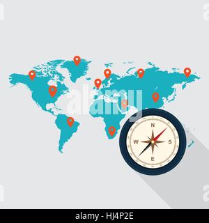 Reise um die Welt flach Konzeption, Geschäftsreise, Urlaub, Vektor-illustration Stock Vektor