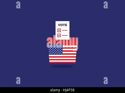 USA Wahlen Abstimmung Wahlurne, flaches Design-Vektor-illustration Stock Vektor