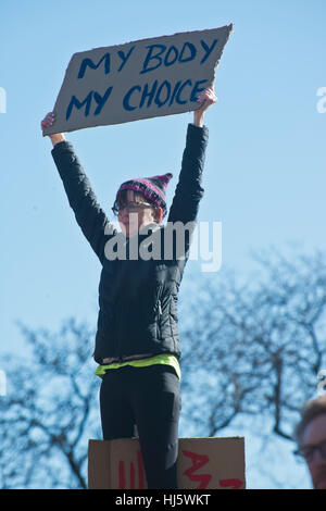 Chicago, Illinois, USA. 21. Januar 2017. Anzeichen von Chicago, Illinois USA Frauen März und Rallye. 21. Januar 2017 Credit: Gregory Slocum/Alamy Live-Nachrichten Stockfoto