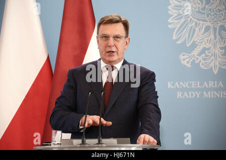 Warschau, Polen. 26. Januar 2017. Grundierung Beata Szydlo statt gemeinsame Pressekonferenz mit lettischen Ministerpräsidenten Maris Kucinskis. Bildnachweis: Jake Ratz/Alamy Live-Nachrichten Stockfoto