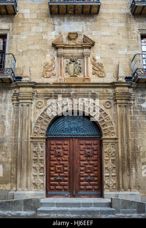 Fassade des Rathauses von Sos del Rey Catolico, Zaragoza, Aragon, östlichen Spanien Stockfoto