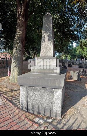 Großen Grab Grab Marker in der Copp Hill Burying Ground, North End, Boston, Massachusetts, USA. Stockfoto