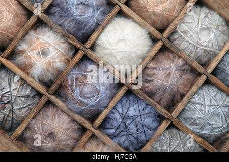 Bild von bunter Wolle und Mohair-Garn-Kollektion Stockfoto