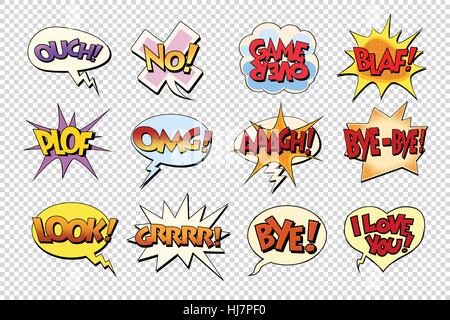 Comic-Buch-Bubble-Sticker Set Stock Vektor