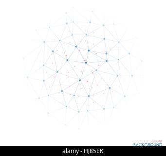 Abstrakte geometrische Gitter, den Umfang der blauen und rosa-Moleküle, die Moleküle in den Kreis. Runde Zusammensetzung des molekularen Lattice. Vektor zurück Stock Vektor