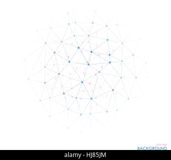 Abstrakte geometrische Gitter, den Umfang der blauen und rosa-Moleküle, die Moleküle in den Kreis. Runde Zusammensetzung des molekularen Lattice. Vektor zurück Stock Vektor