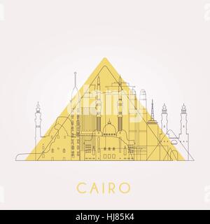 Umriss Cairo Skyline mit Sehenswürdigkeiten. Vektor-Illustration. Business-Reisen und Tourismus-Konzept mit historischen Gebäuden. Bild für Präsentation, banner Stock Vektor