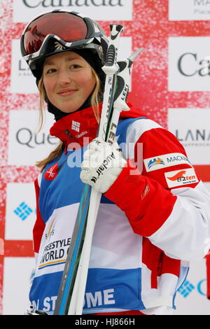 Chloe Dufour-Lappointe endet auf dem dritten Platz bei der FIS Freestyle Ski Wordl Cup 2017 statt Val Saint-Come, Quebec Stockfoto
