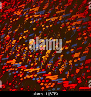 3D Darstellung der Noten auf schwarz Stockfoto