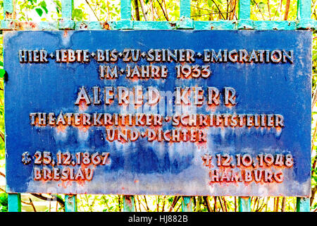 Villa in Berlin Grunewald, wo Judith Kerr mit ihrer Familie lebte, bis sie 1933 zur Emigration nach England hatte Stockfoto