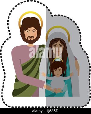 Aufkleber halben Körper Bild Halbschatten der Heiligen Familie Vektor-illustration Stock Vektor