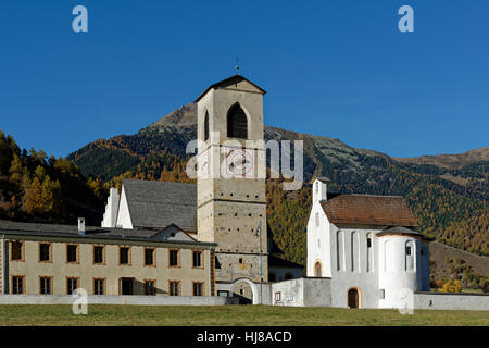 Die Abtei von Saint John Müstair, Benediktiner-Kloster, Kanton Graubünden, Schweiz Stockfoto