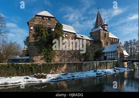Wenzel schloss im Winter, Lauf, Middle Franconia, Bayern, Deutschland Stockfoto