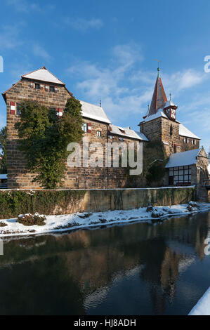 Wenzel schloss im Winter, Lauf, Middle Franconia, Bayern, Deutschland Stockfoto