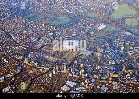 Luftbild von der Greater London in der Nähe des Queen Elizabeth Olympic Park Stockfoto