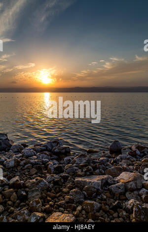 Strand, Sonnenuntergang, cloud-Formationen, Sowayma, Totes Meer, Jordanien Stockfoto