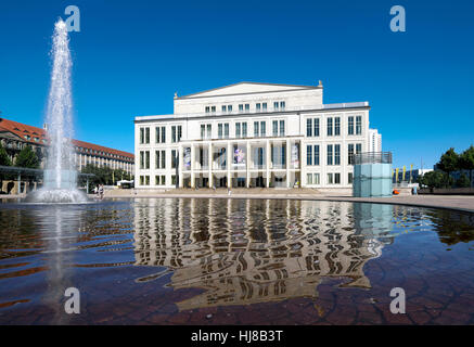 Opernhaus, Augustusplatz, Leipzig, Sachsen, Deutschland Stockfoto