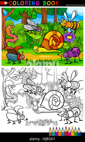 Insekten, Illustration, Fehler, Seite, Bookpage, Satz, Cartoon, Buch, Anwendung, Stockfoto