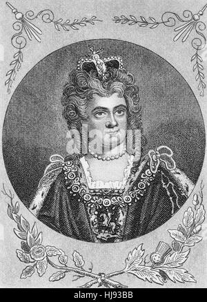 Königin Anne (1665 – 1714)] wurde Königin von England, Schottland und Irland am 8. März 1702, nach dem Tod von William III, auch bekannt als Wilhelm von Oranien, Stockfoto