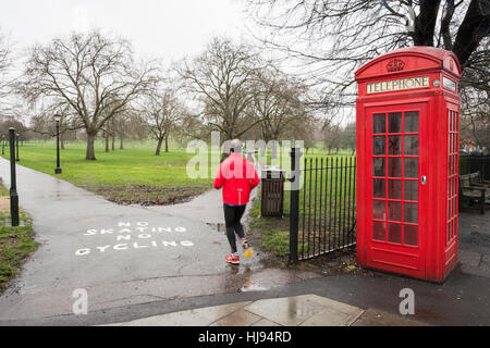 Primrose Hill, gegenüber Regents Park und London Zoo, an einem bewölkten Tag im Januar. Stockfoto